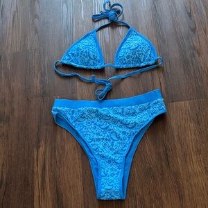 Vibrant Blue Patterned Bikini Set